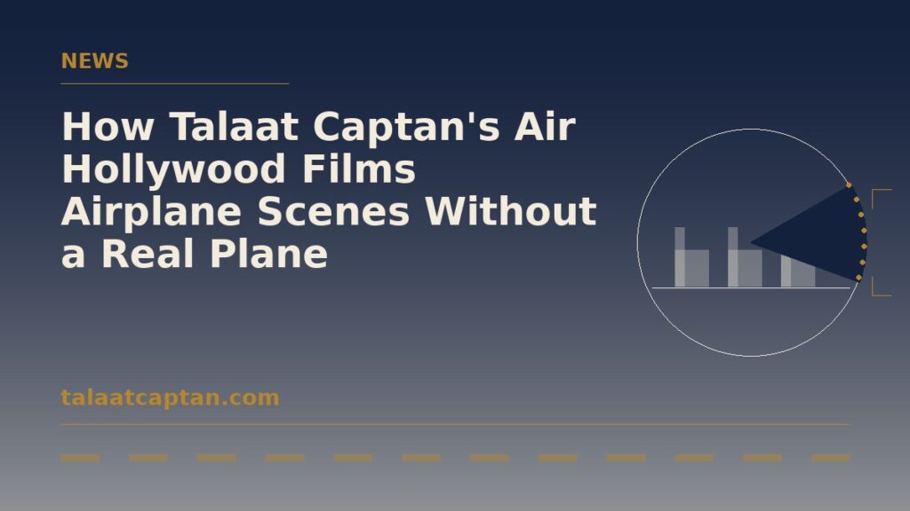 Illustration of an airplane cabin cross-section with a fly-away wall, for the story on how Air Hollywood films airplane scenes
