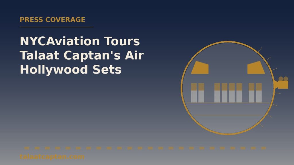 Illustration of a wide-body airplane cabin cross-section with seats and a removable wall, for NYCAviation's tour of Talaat Captan's Air Hollywood sets
