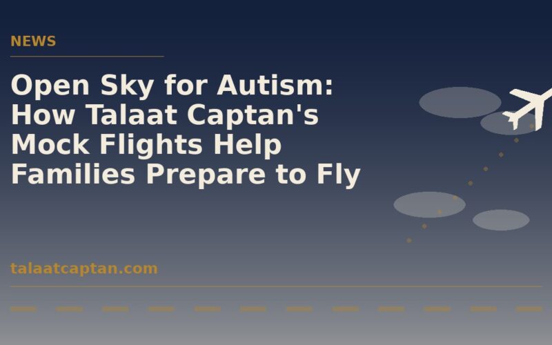 Illustration of a plane climbing through clouds for the Open Sky for Autism story on talaatcaptan.com